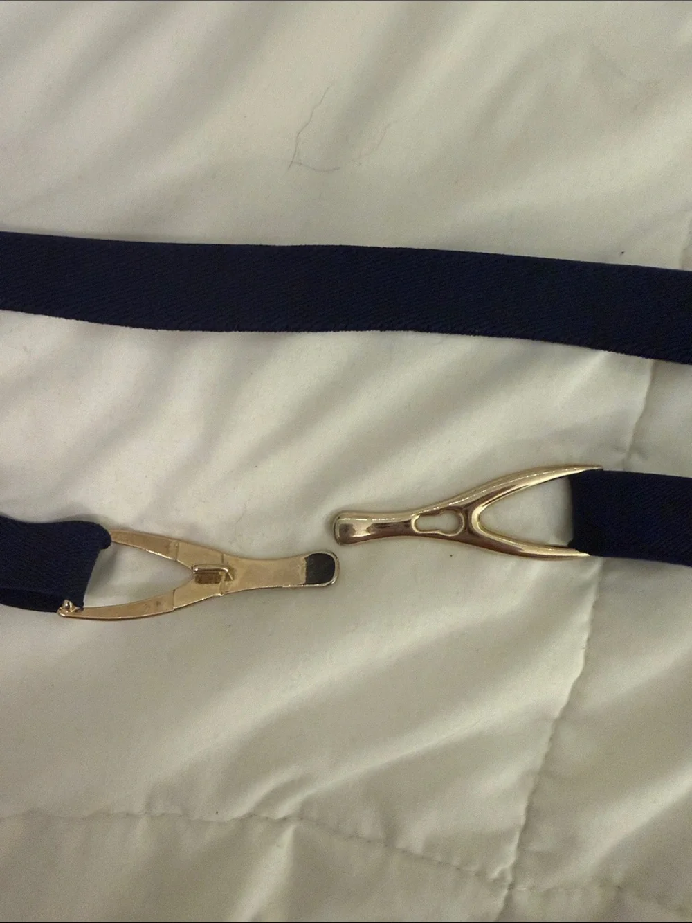 Gold-Accent Navy Elastic Belt - Women's Accessory